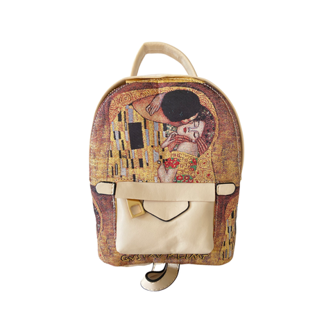 Mini Backpack - Motif Designed Backpack - Kilim Patterns Carry on  - Cream - Beige 