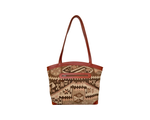 Kilim Travel & Weekender Bag - Tote Bag - Bag With Rug Patterns and Genuine Leather - Brown Bag
