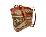 Kilim Travel & Weekender Bag - Tote Bag - Bag With Rug Patterns and Genuine Leather  - Brown Bag