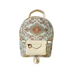 Mini Backpack - Motif Designed Backpack - Kilim Patterns Carry on  - Cream - Beige 