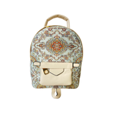 Mini Backpack - Motif Designed Backpack - Kilim Patterns Carry on  - Cream - Beige 