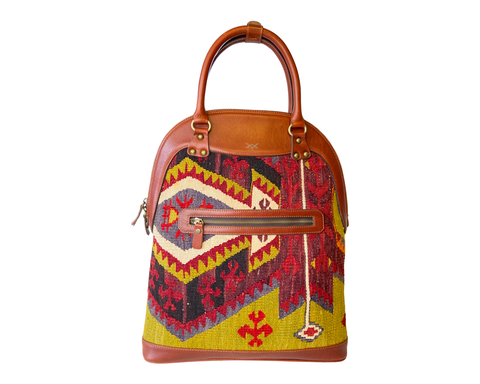 Kilim Vintage Leather Bag - Tote Handbag - Weekender & Travel Bag