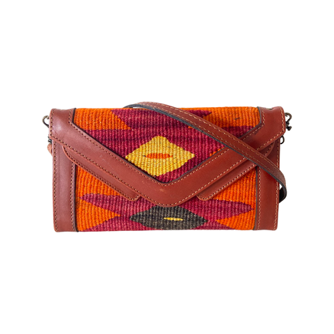 Kilim Leather Crossbody Bag - Wallet On A String - Crossbody Purse
