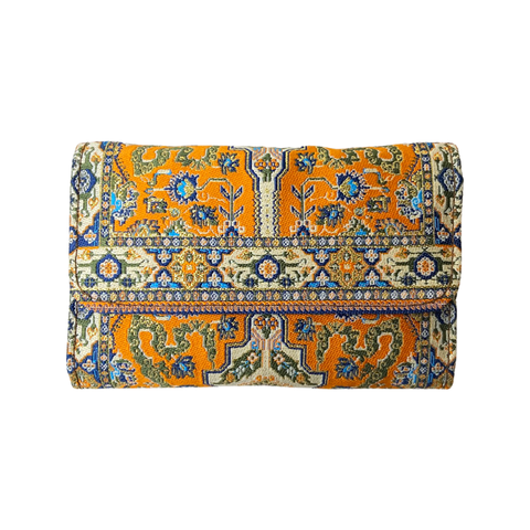 Turkish Clutch - Carpet Pattern Wallet  - Embroidered wallet - Orange clutch