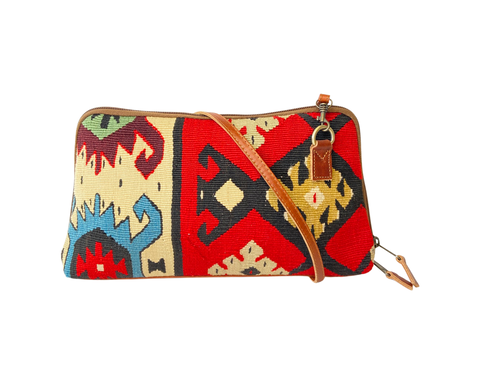 Kilim Crossbody Woolen Rug & Leather Bag - Wallet On A String 