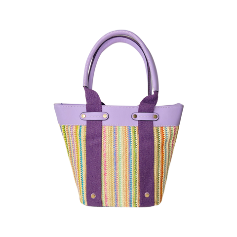 Crochet Straw Tote Bag -Handmade Handbag - Handwoven Wicker Bag - Satchel - Rainbow color bag