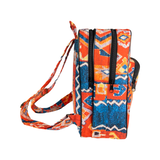 Multicolored Backpack - Ethnic Pattern Fabric Backpack - Orange & Multicolored Carry on