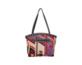 Kilim Travel & Weekender Bag - Tote Bag - Bag With Rug Patterns and Genuine Leather - Black Bag