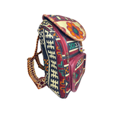 Kilim Backpack | Turkish Ethnic Pattern Rug Kilim Backpack | Burgundy colored Backpack